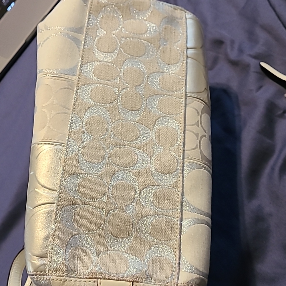 Coach Silver Patchwork Satchel With Matching Wall… - image 3